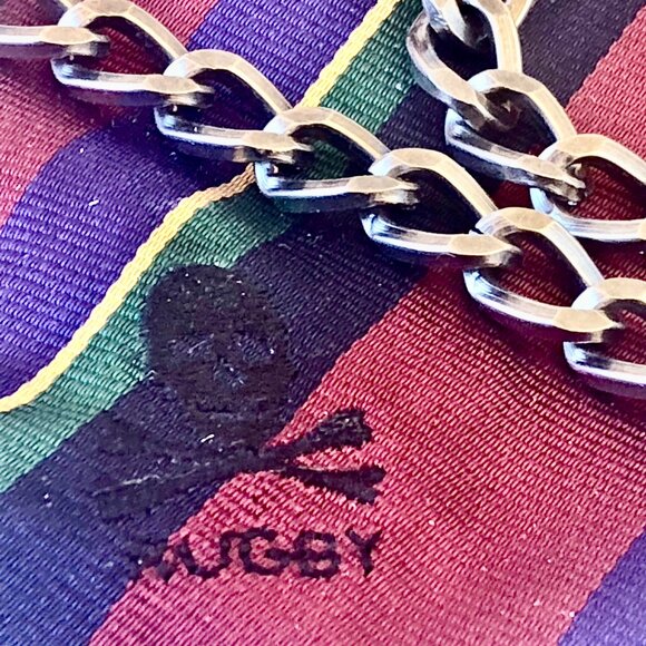 Ralph Lauren Rugby Silk Wristlet Skull & Crossbones Zipper Closure - Picture 8 of 14